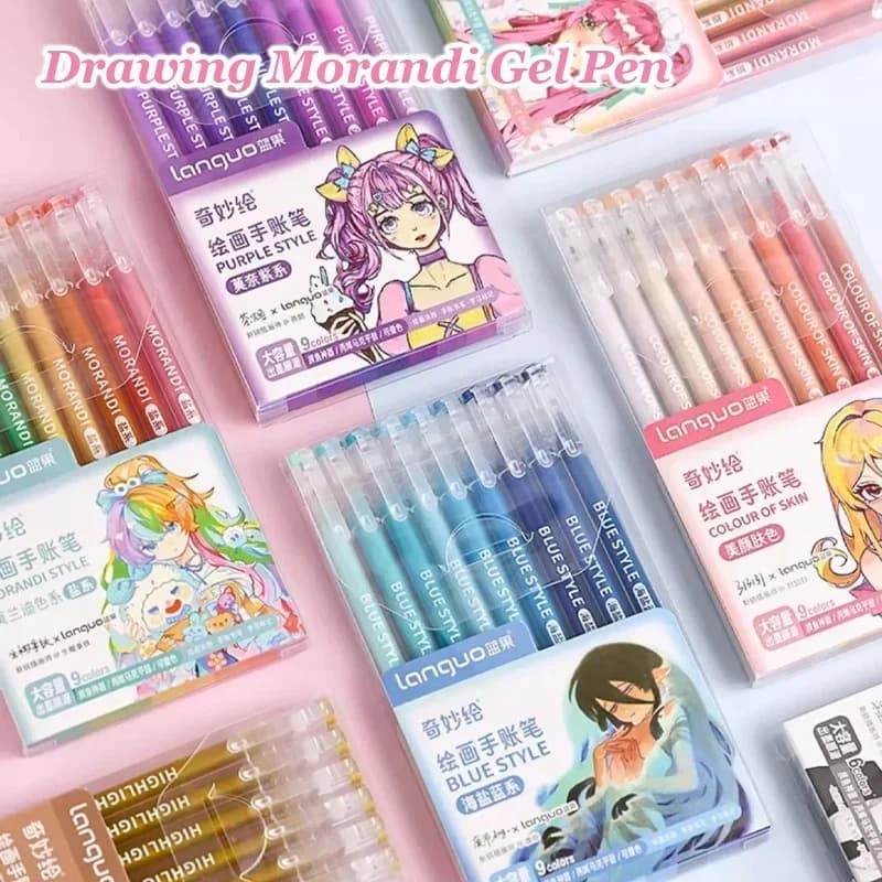 Languo 198/6 PCS Kawaii Morandi Penna Gel per Disegno Evidenziatore Studente Diario Pittura Carino Forniture Per Ufficio Scolastico di Cancelleria