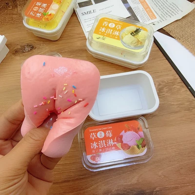 1pcs Squishy Tiramisu Ice Cream Cake Squeeze Toy Slow Rebound Stress Relief Fidget Toys for Anxiety ADHD Autism for Kids Adult