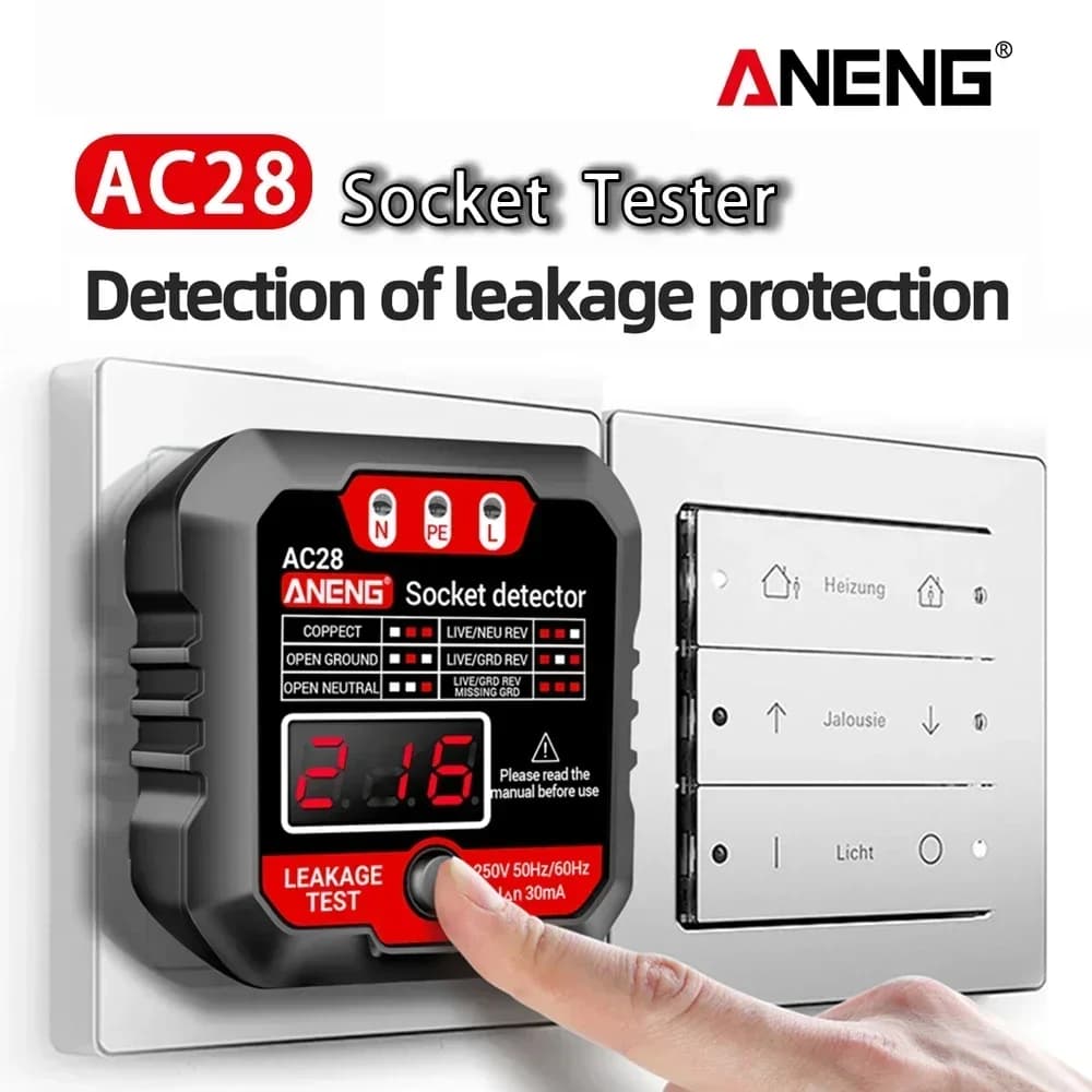 ANENG AC28/AC27 Digital Display Pheck Detector Spine Tester USA EU Polarity Phase Test Multifunction Electroscope