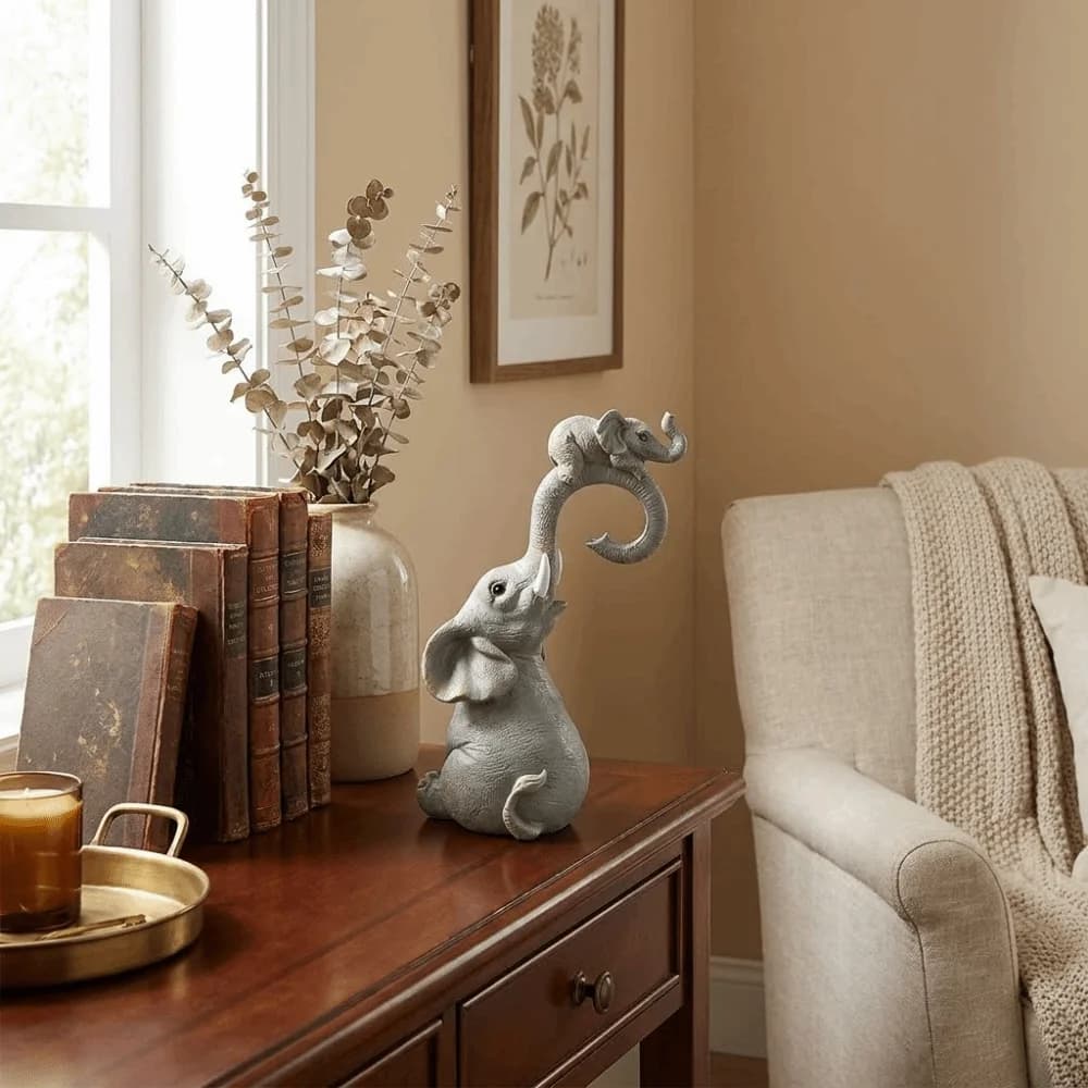 3PCS Creative Resin Elephant Ornaments Cartoon Cute Elephant Sculpture Funny Potted Plant Hanging Crafts Desk Decor