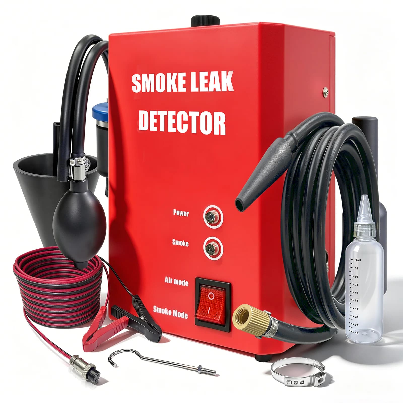 Automotive Smoke Leak Detector Machine Dual Mode Smoke Air EVAP Leakage Tester 12V Car Fuel Pipe Intake System Leak Detector with Full Accessory Kit Portable Auto Smoke Diagnostic Tool for Vehicle EVAP Cooling System Leak Testing Repair Workshop Equipment