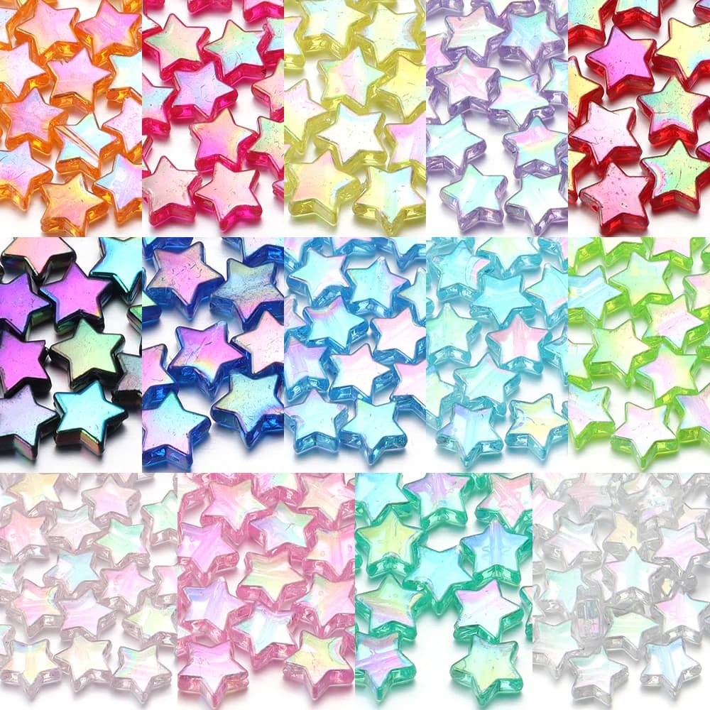 100 pcs 11mm AB Color Five-point Star Acrylic Beads Branelli Trained Spacer for Manufacture of FAI Jewels FROM YOU Bracelet Necklace Accessories