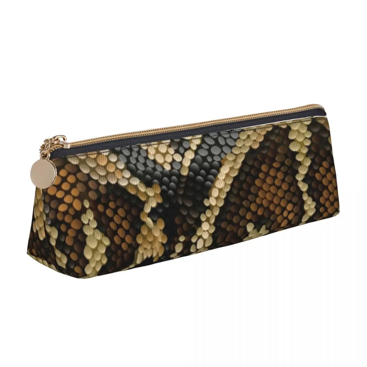 Astuccio a triangolo in pelle di serpente serpente astuccio in pelle di pitone stampa ragazze ragazzi scuola elementare astuccio con cerniera astuccio in pelle Kawaii