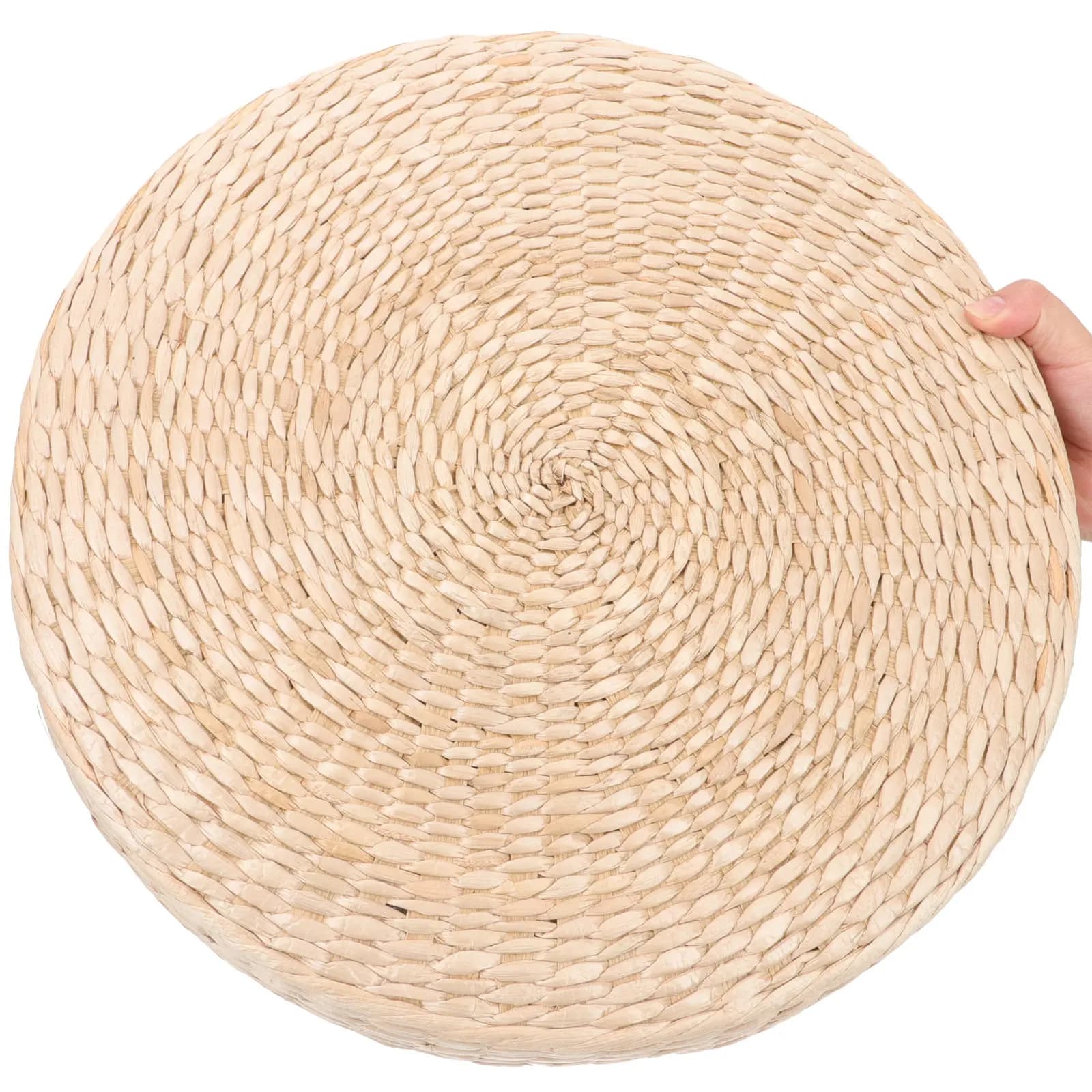 Tappetino da Pavimento in Stile Giapponese, Cuscino Intrecciato per Yoga e Meditazione, Tappetino Rotondo per Picnic, Superficie Liscia