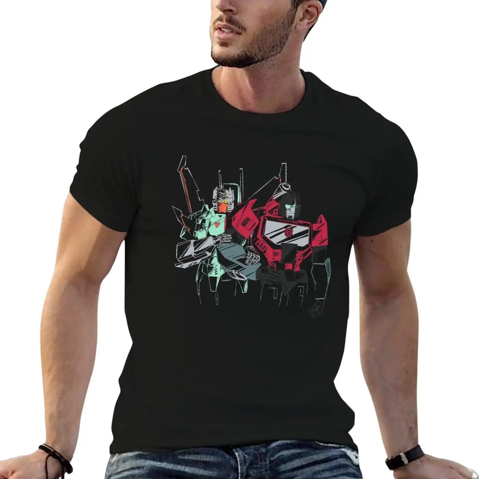 T-shirt the jet and the microscope t-shirt in cotone nero tinta unita per uomo pacchetto t-shirt in cotone