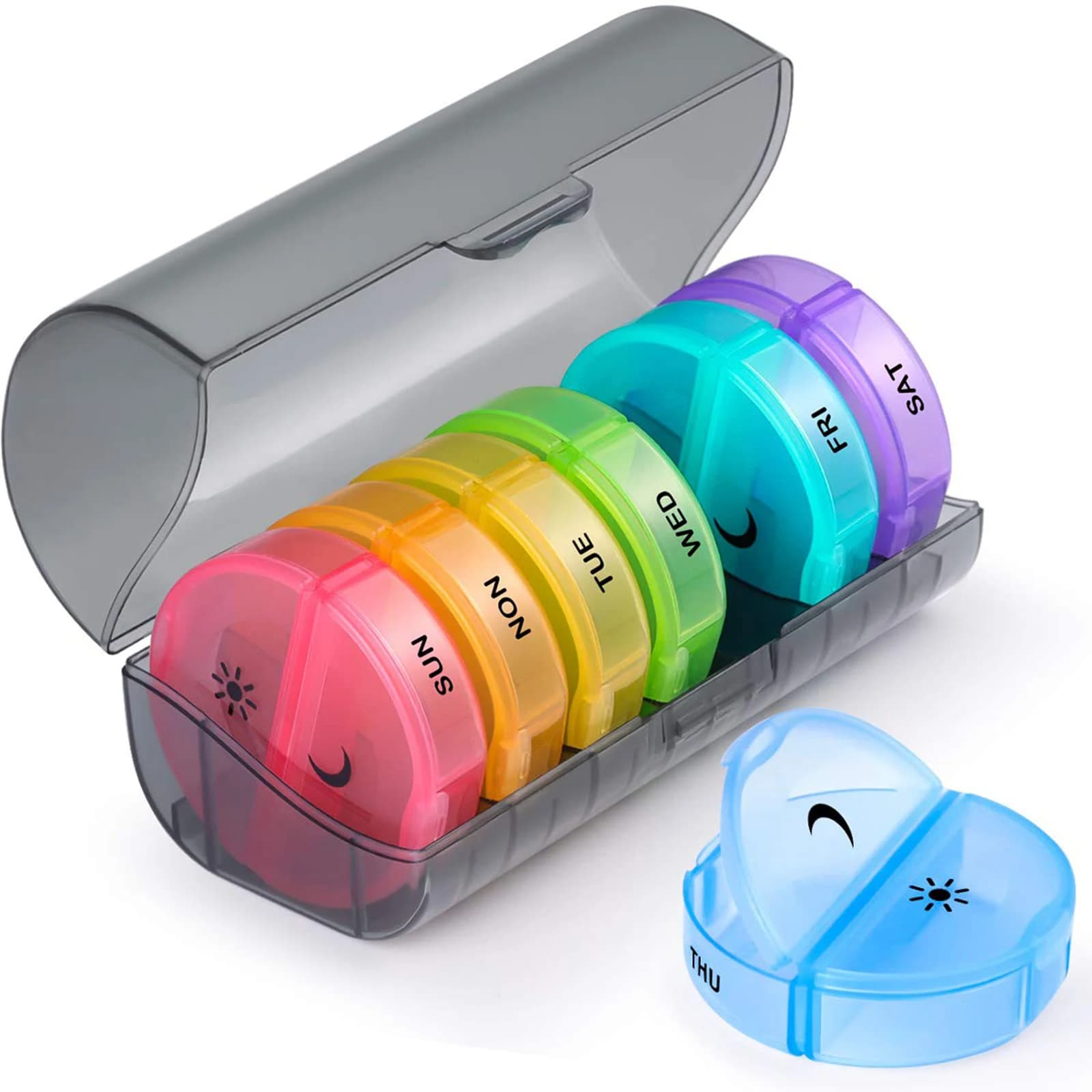 Weekly Organizer for 7 Day Weekly Pills Weekly Box with 14 slots for medicines, supplements and vitamins