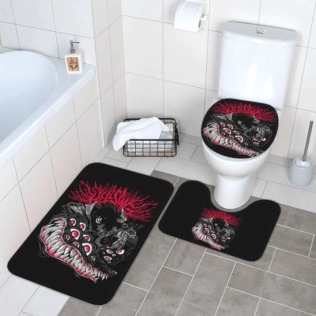 Alucard Hellsing Manga 3 pezzi tappetino da bagno set da bagno copriwater decorazioni per la casa tappeto antiscivolo