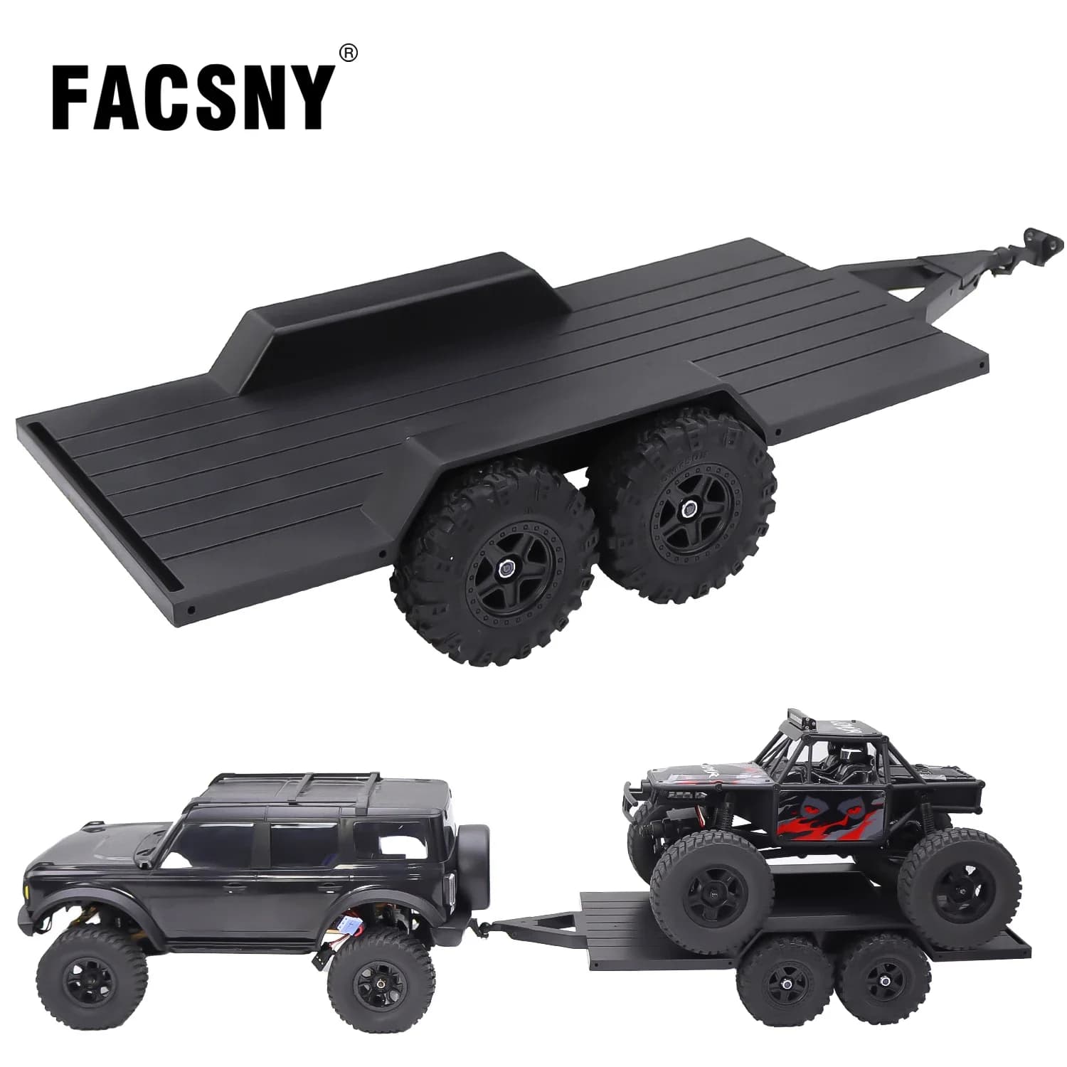 Rimorchio Utilitario in ABS con Gancio di Traino per Auto RC 1/18, Accessori per Upgrade TRX4M Defender Bronco