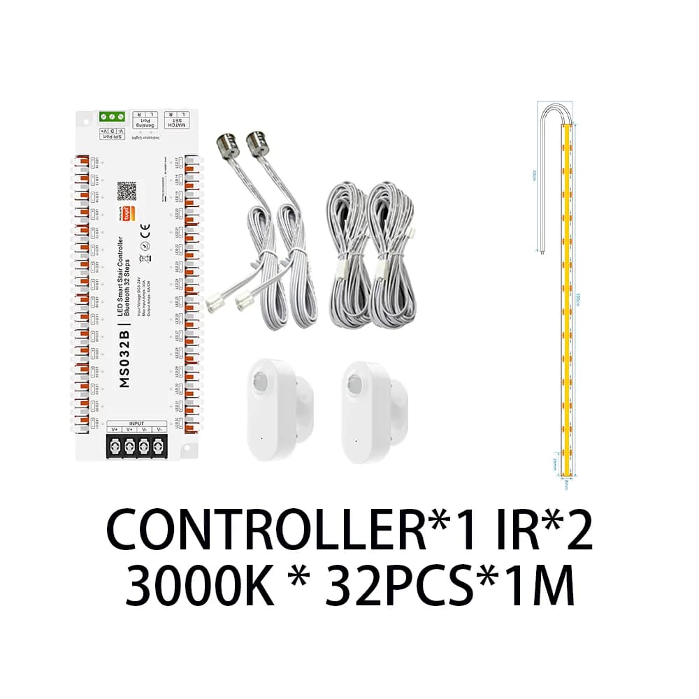 Tuya Smart APP Bluetooth/WIFI/Zigbee Home Stair Light Strip Motion Sensor Automatic Controller 3000K COB Set 12-24V 32 Channels