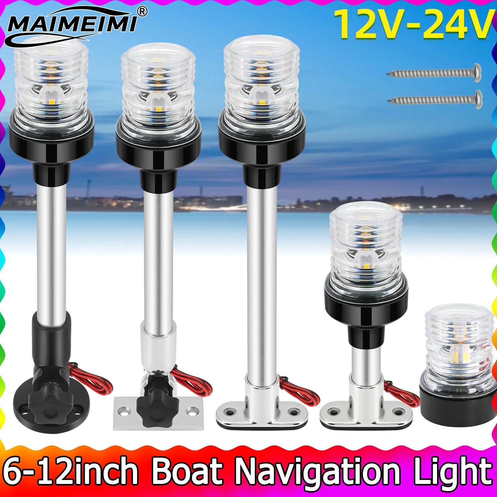12V 24V Luce di segnalazione a vela Luce di navigazione per barche Piega verso il basso LED da 360 gradi per accessori per barche con luce di ancoraggio marina per yacht