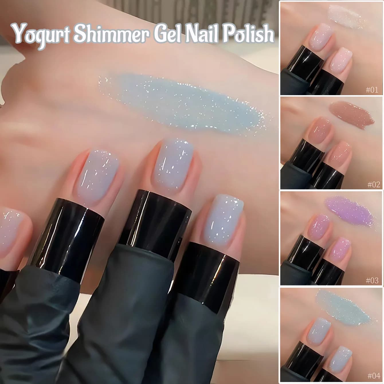 SHAKA 1 pz Smalto Gel Effetto Yogurt con Diamanti Spezzati, Popolare Estivo, Blu Bianco Glitterato, per Nail Art, Effetto Sbiancante Puro Desiderio