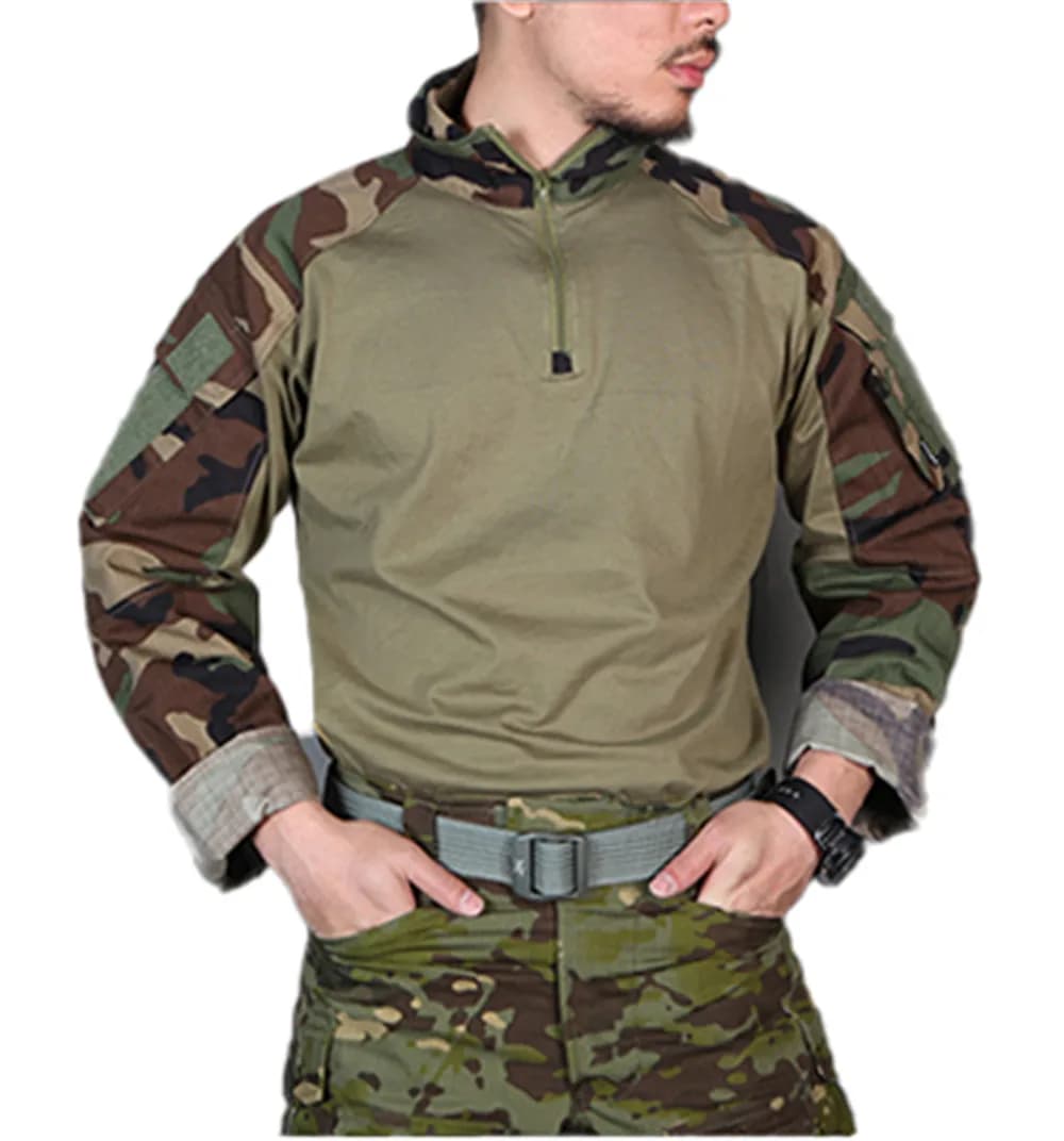 Emersongear Tactical E3 Combat Shirts Mens Hunting Clothes BDU Tops Camoflage T-Shirt Long Sleeve Hunting Airsoft Sports WL