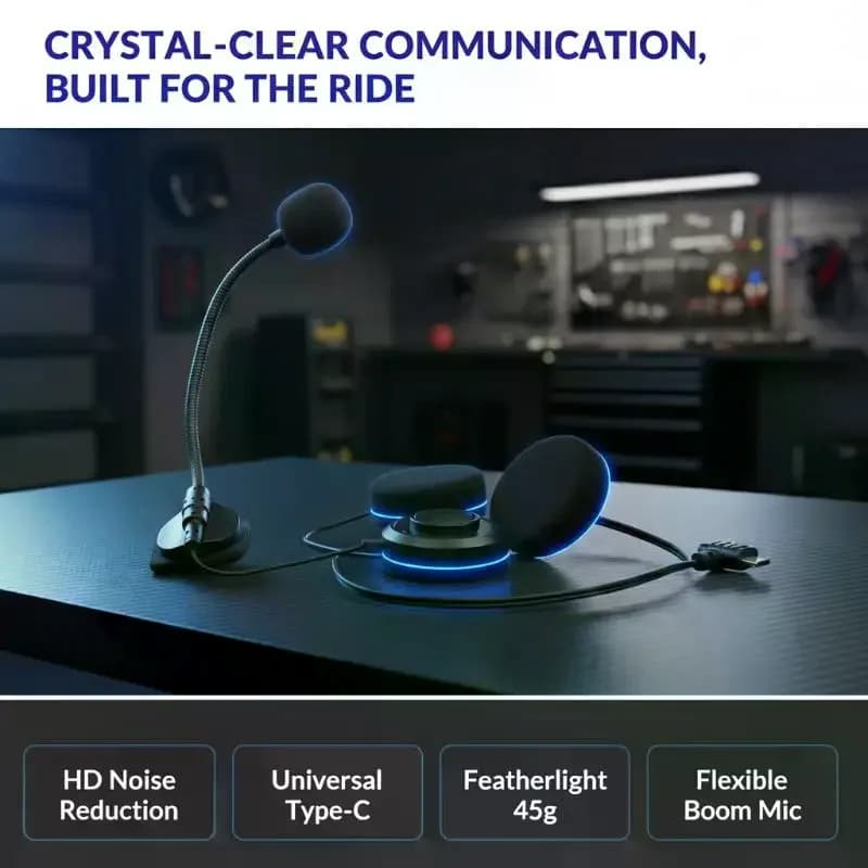 1 Pezzo Auricolare per Casco Moto Tipo C, Cuffie per Comunicazione con Microfono per Chiamate e Riproduzione Musicale