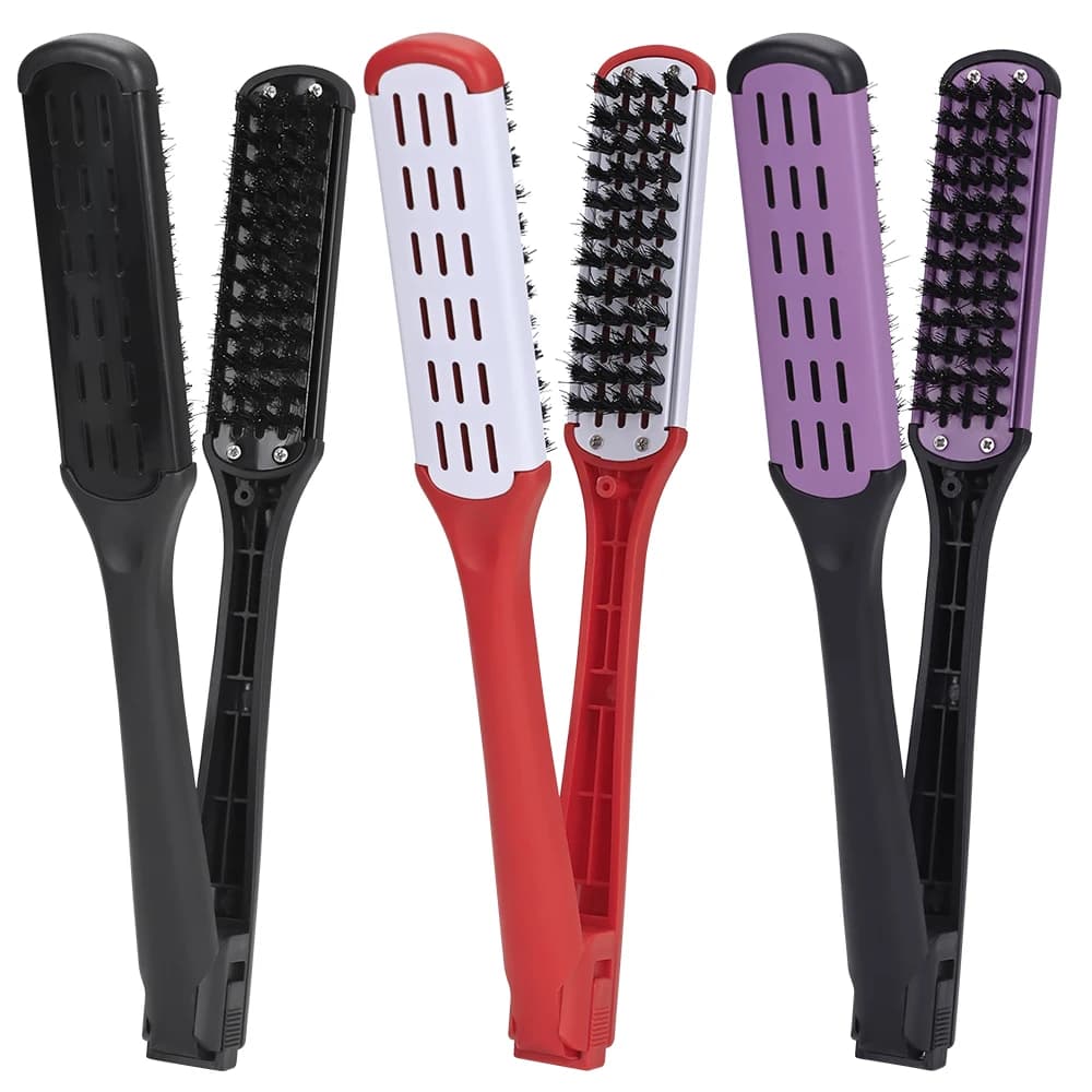 Ionic smoothing comb 2 in 1 with natural wood handle, salon styling brush for control of frizz and elegant hair at home