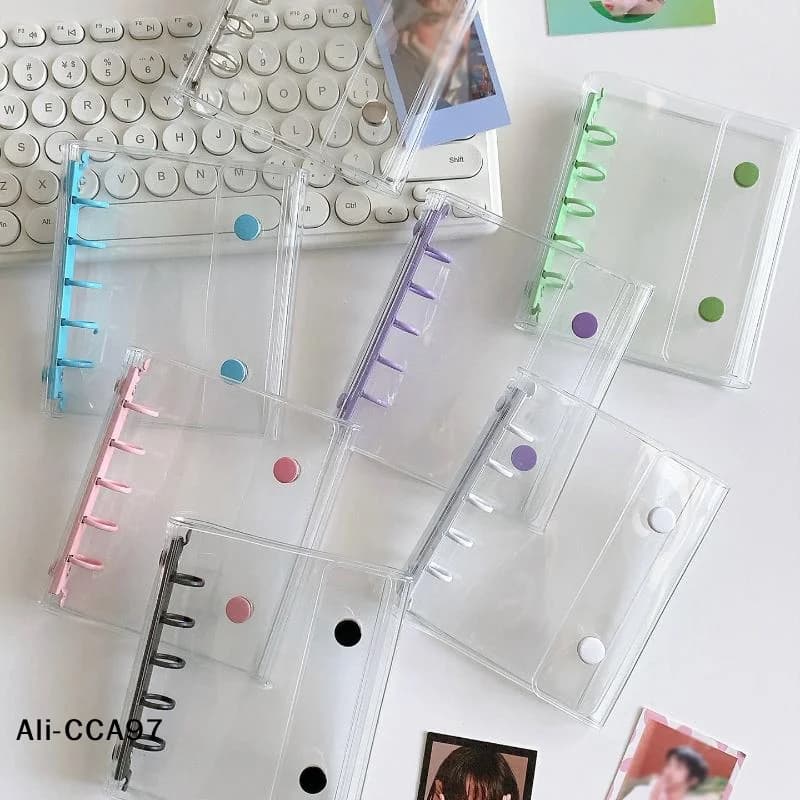 【A】M5 Widening Double Button Transparent PVC Soft Cover Binder Cover Journal Sketchbook Accessories Diary Office Supplies