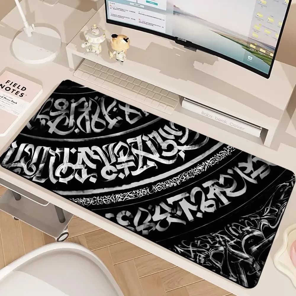 Black White Design Mouse Pad Large Gaming Non-slip Seamed Extended Pads Gamer Keyboard Mat Computer Office Accessories 90x40 XXL