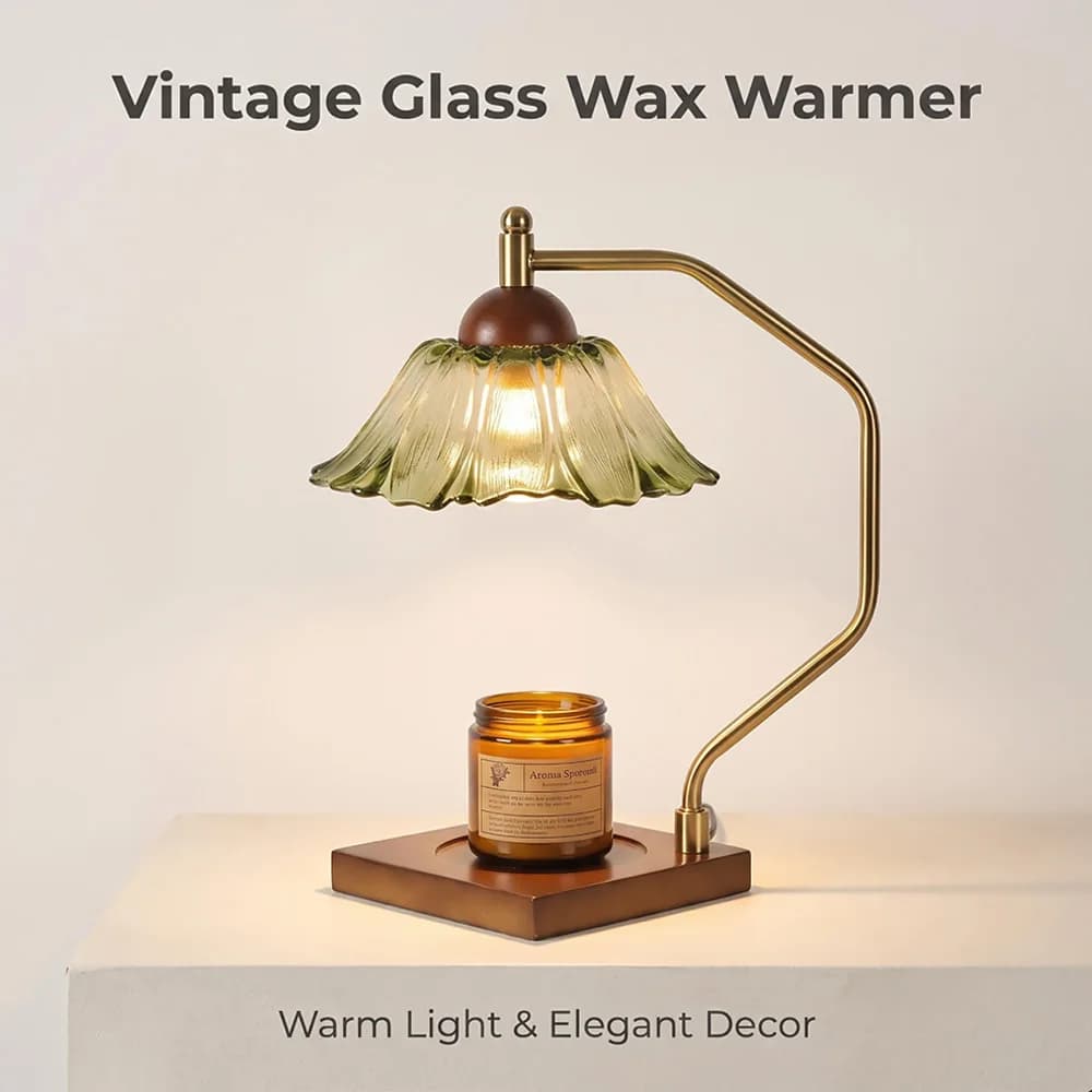 Candle warmer lamp Aromatherapy desk lamp with timer Wooden and glass base suitable for bedrooms, study rooms, living rooms, gif