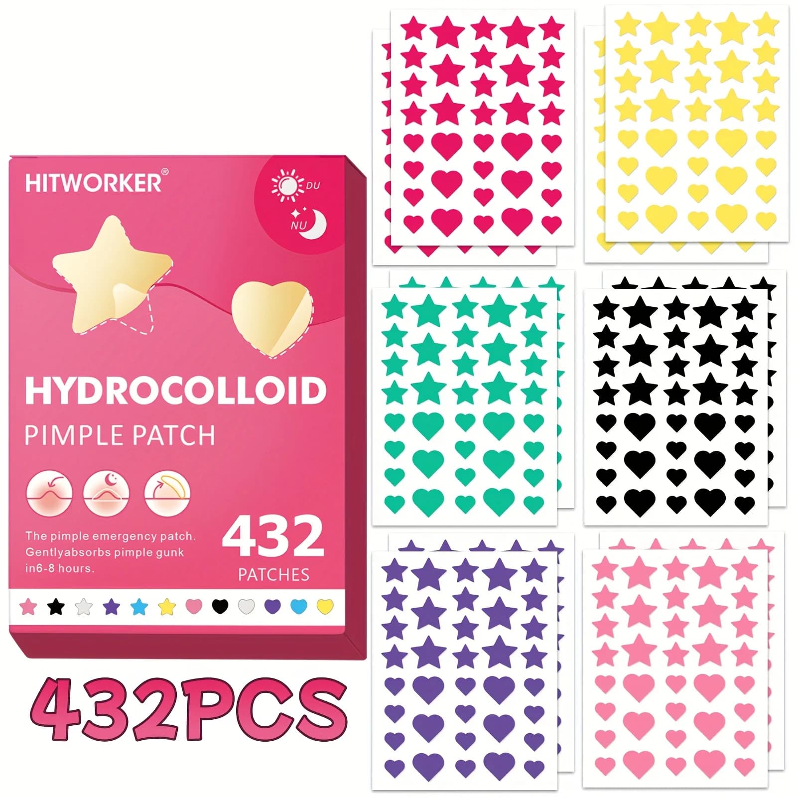 432 sympathizers for star-shaped acne in 6 colors invisible patches for acne Invisible acne care facial skin care Beauty tools