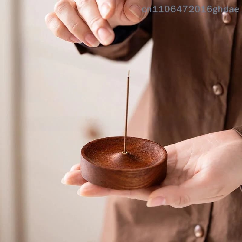 1 Pc Agarwood Tray Holder North American Black Walnut Solid Wood Incense Stick Handmade Tea Ceremony Round Incense Burner