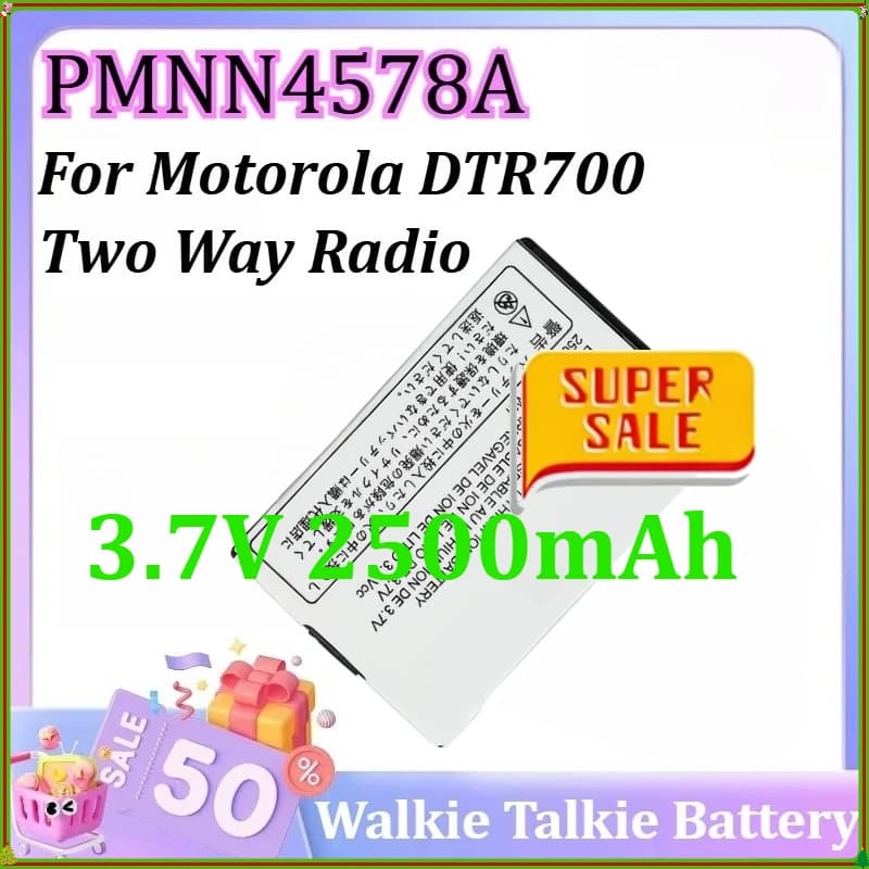 Batterie per Radio Bidirezionale Motorola DTR700 PMNN4578A/BT110 PMNN4578 3.7V 2500mAh Batteria agli Ioni di Litio