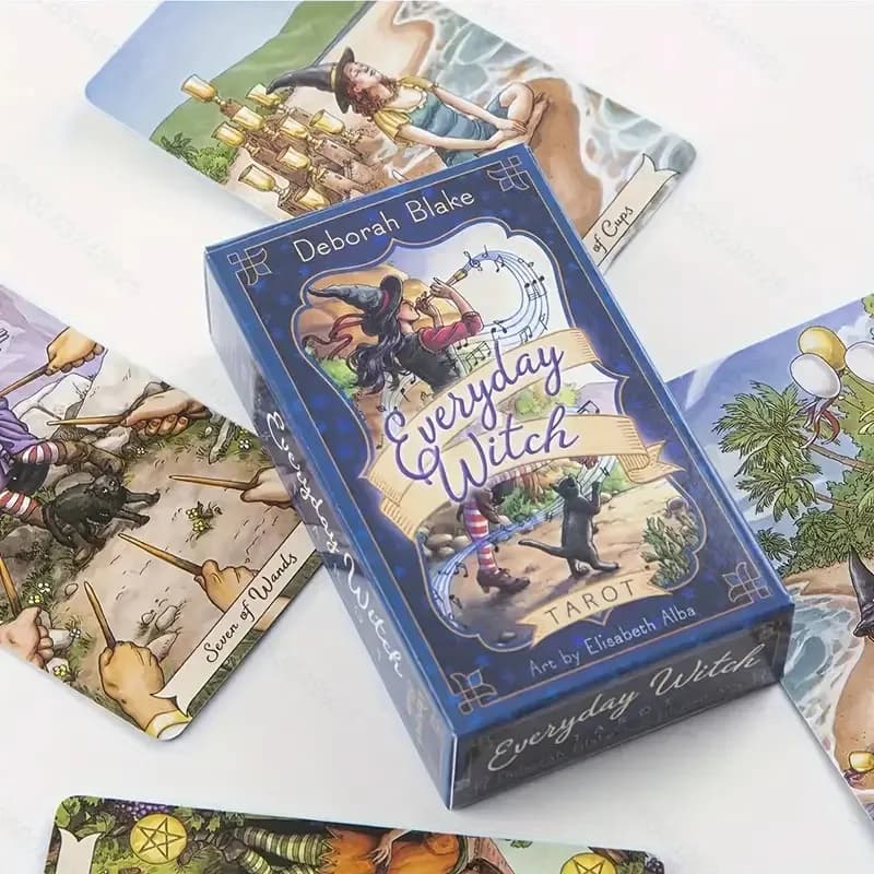 1 scatola di carte dei tarocchi Everyday Witch con guida - Set di 78 carte, gioco a tema stregoneria, kit pratico di tarocchi magici