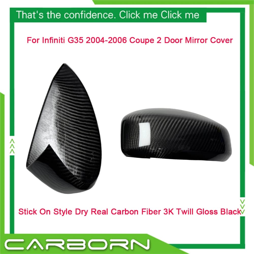 Stick On Type For Infiniti G35 2004-2006 Coupe 3K Twill/Honeycomb Real Carbon Fiber Rearview Side 2 Door Mirror Cover