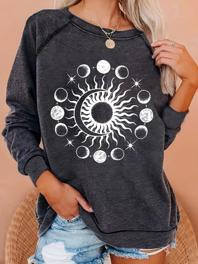 Seeyoushy Interessante Stampato 2023 Nuovo O-Collo Manica Lunga da Donna Autunno E Inverno Moda Abbigliamento Donna Y2K Casual Felpa con Cappuccio