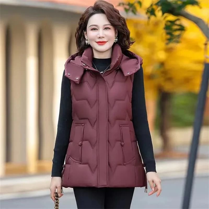 Gilet donna autunno inverno gilet in cotone caldo gilet con cappuccio rimovibile spesso elegante giacca senza maniche gilet donna 7XL