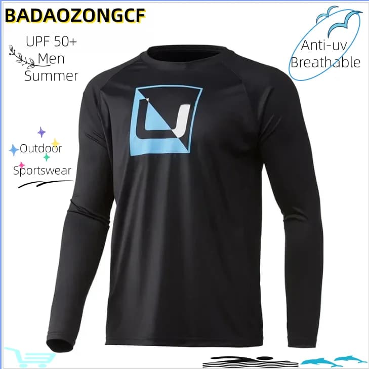 UPF 50+ Men Summer Anti-uv Breathable Fishing Dresses Long Sleeve Outdoor Sportswear Fish Jersey