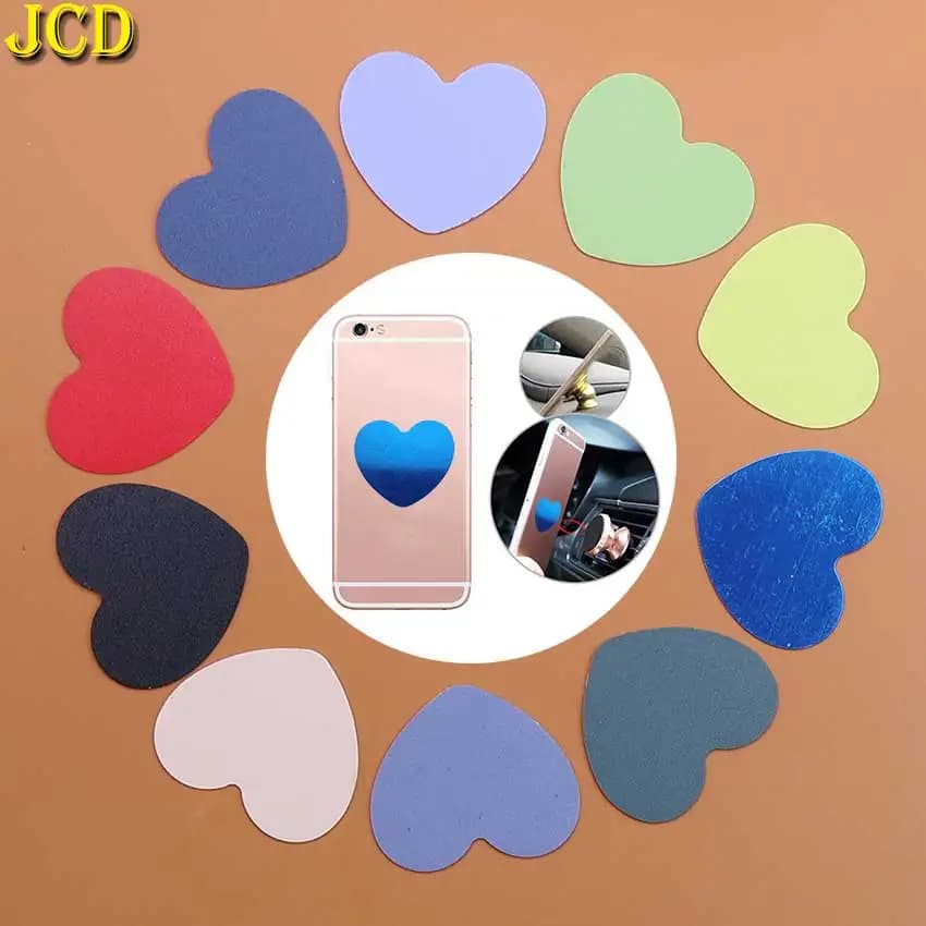 Piastra metallica magnetica a forma di cuore carino da 2 pezzi per supporto per telefono cellulare per auto Supporto magnetico per supporto adesivo per disco in lamiera di ferro universale per iPhone
