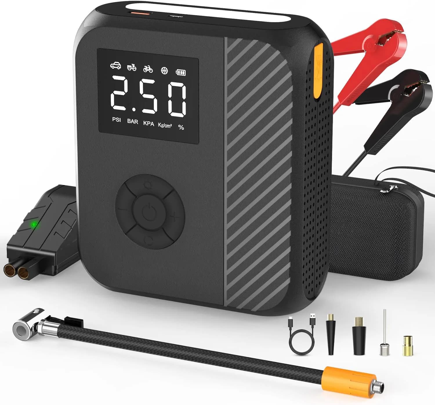 Avviatore di emergenza digitale 1800A 150PSI Gonfiatore per pneumatici 14800mAh 12V Batteria automatica al litio portatile USB QC3.0 8.0L 6.0L