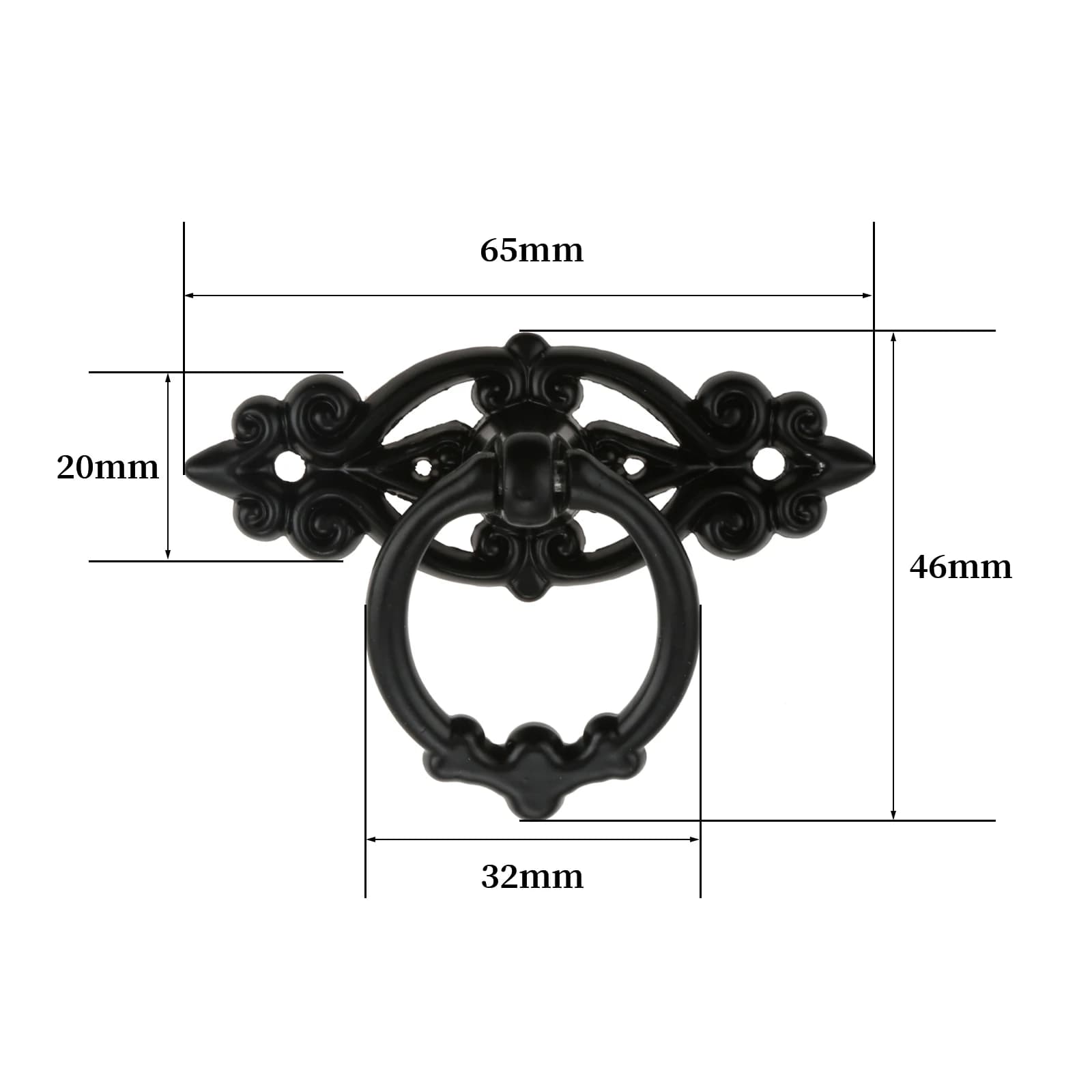 1PC Nero Antico Armadio Pull Retro Manopole In Lega di Zinco Cucina Cassetto Dell'armadio Maniglia Della Porta Maniglie Per Mobili con Viti 65*46mm
