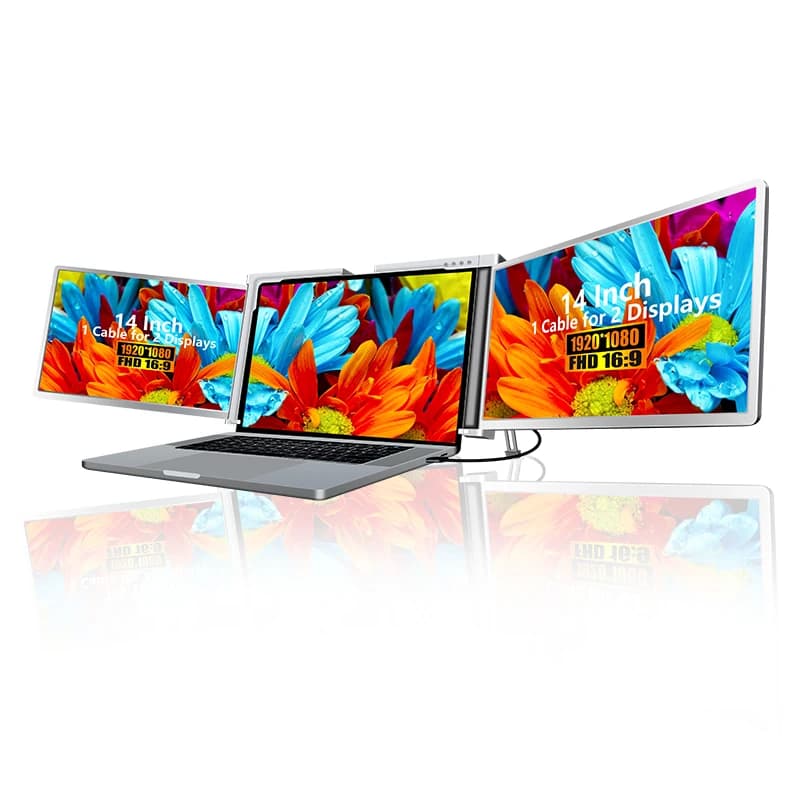 Monitor portatile a triplo schermo Display FHD IPS Supporto retrattile Schermo LCD per laptop 1 cavo per 3 display