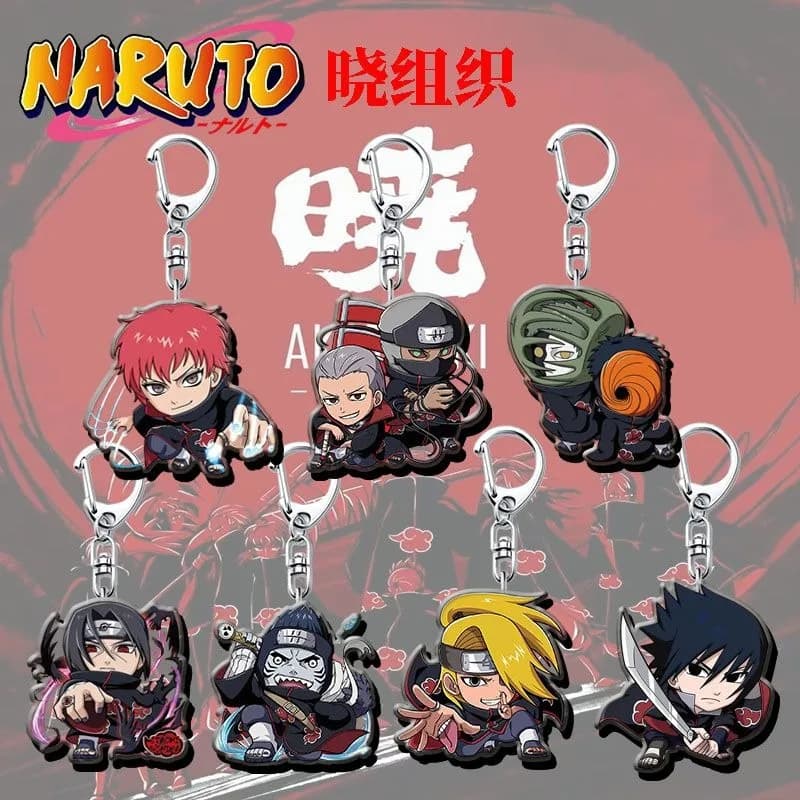 Naruto Akatsuki Anime Peripheral Acrylic Keychain Cute Character Pendant Schoolbag Decoration Key Ring Holiday Gift for Friends