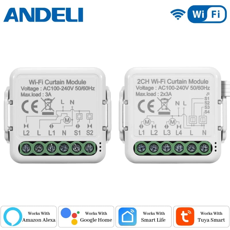 Modulo Interruttore WIFI Smart per Tende e Tapparelle Tuya/Smartlife, Controllo Remoto Fai-da-Te Compatibile con Google Home e Alexa