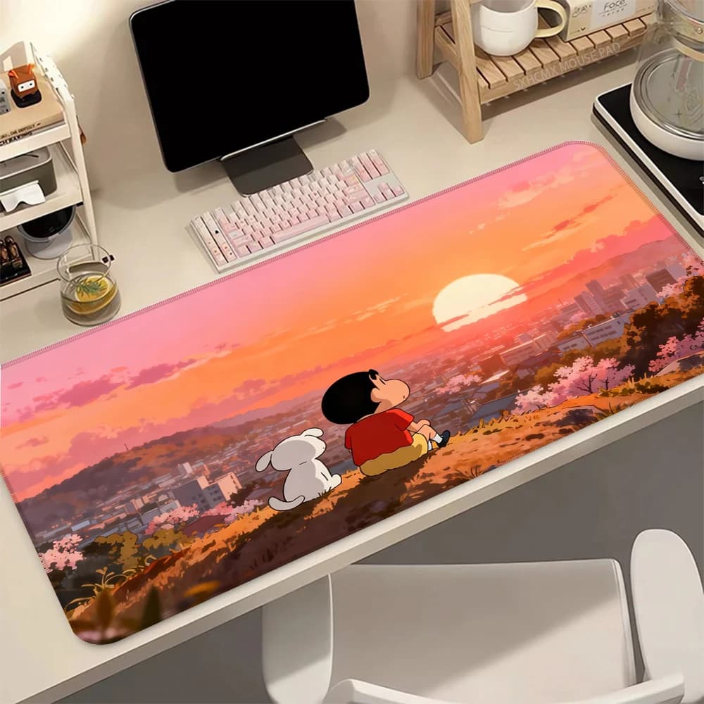 Anime Cartoon C-Crayon Shin-chan mouse pad, computer peripherals, HD desk mat for players, with lockable board, anti-slip, for keyboard and PC