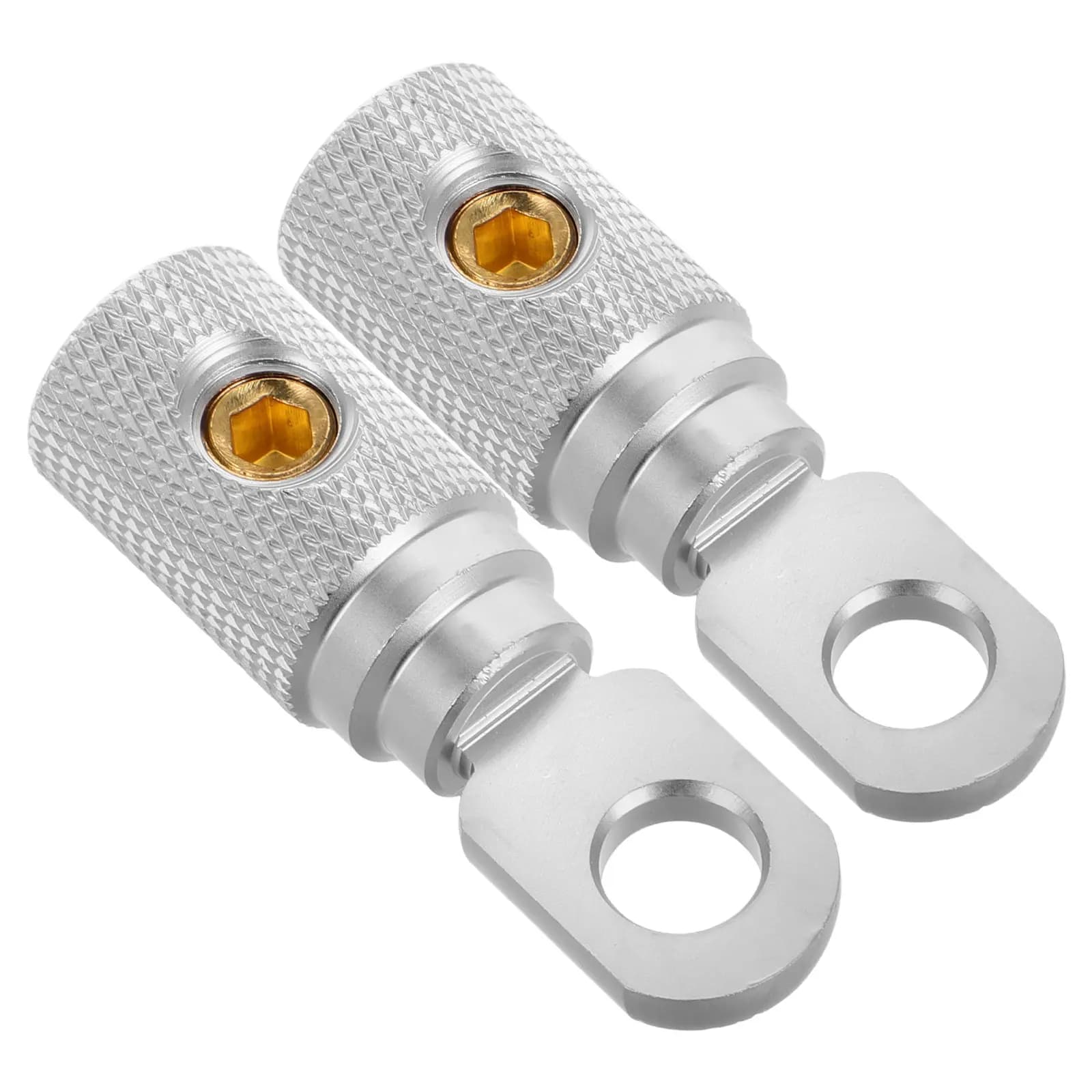 2 Connettori ad Anello in Rame Puro Nichelato Senza Saldatura con Fissaggio a Vite per Sistema Audio Auto e Amplificatori ad Alte Prestazioni
