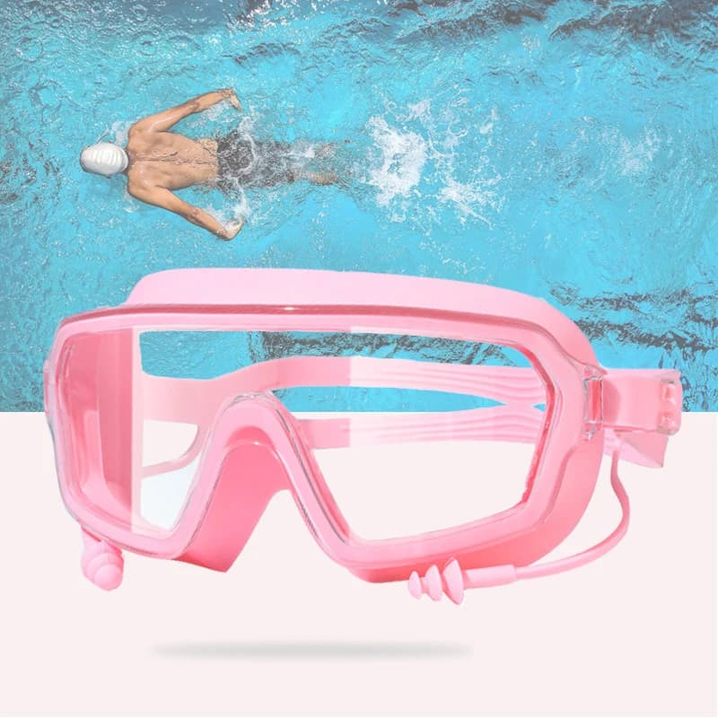 Swimwear with HD lenses mirrored by men and women, large frame, UV protection anti-fog, swim glasses for adults