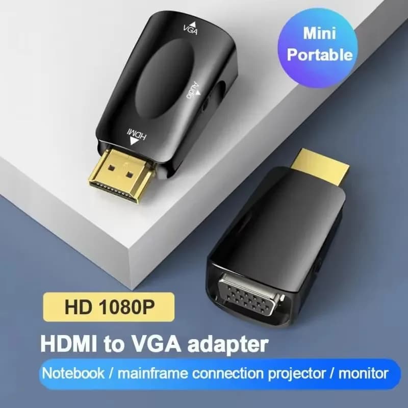 HDMI compatible VGA cable converter, male-female adapter, 3.5 mm jack, audio, 1080p HD for PC, laptop, tablet