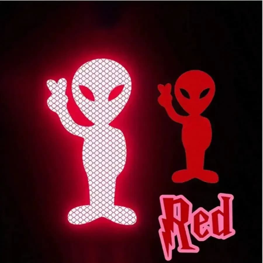 Alien Peace Sign High Reflective Sticker For Car Windows Bumpers Helmets Motorcycles