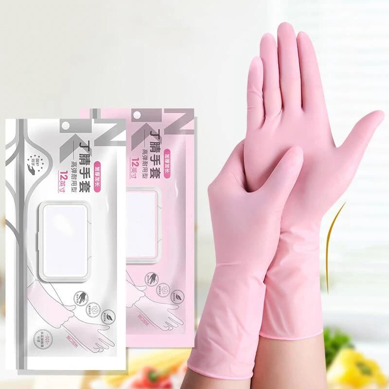 30 pezzi guanti in nitrile monouso rosa guanti da 12 pollici impermeabili estesi per la pulizia della casa cucina cibo giardinaggio guanti di bellezza