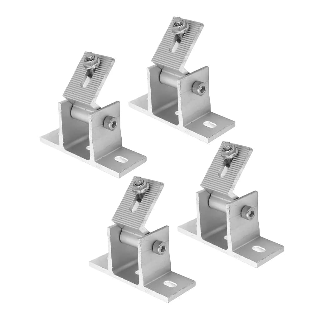 4 Pezzi Supporto Regolabile per Pannelli Solari con Angolo di Inclinazione Variabile, Base in Lega di Alluminio, Piedi di Supporto per Pannelli Fotovoltaici