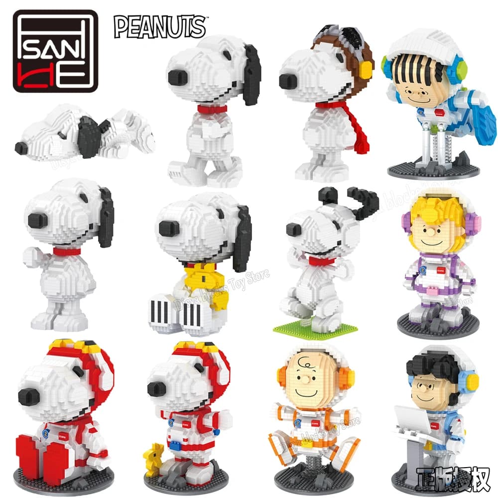 NUOVO HSANHE Snoopy Anime Action Figures Kawaii Building Blocks Micro Daimond Mattoni FAI DA TE Assemblare Giocattoli Per I Regali Dei Bambini