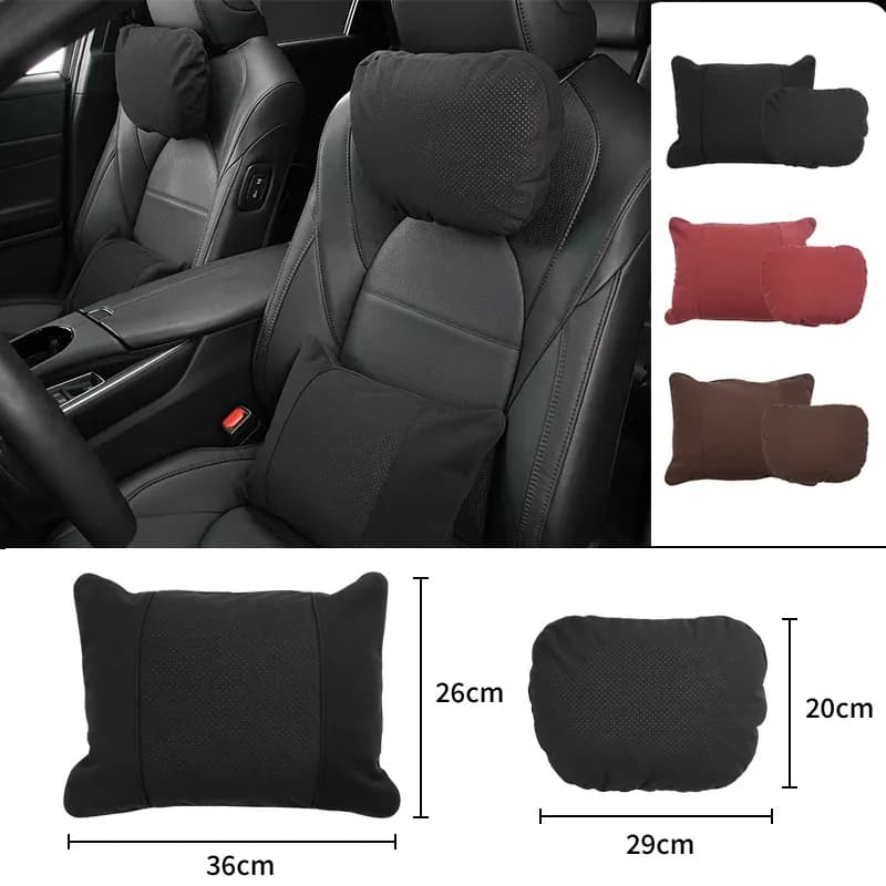 Cuscino per il collo dell'auto traspirante Cuscini per poggiatesta in memory foam in pelle scamosciata Cuscino lombare morbido Supporto per la schiena per Porsche Cayenne Macan