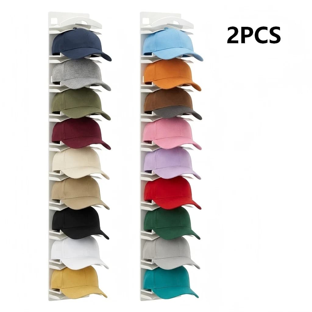 2 Pezzi Portacappelli da Parete a 10 Scomparti, Organizzatore per Cappelli da Baseball, Organizzatore per Armadio