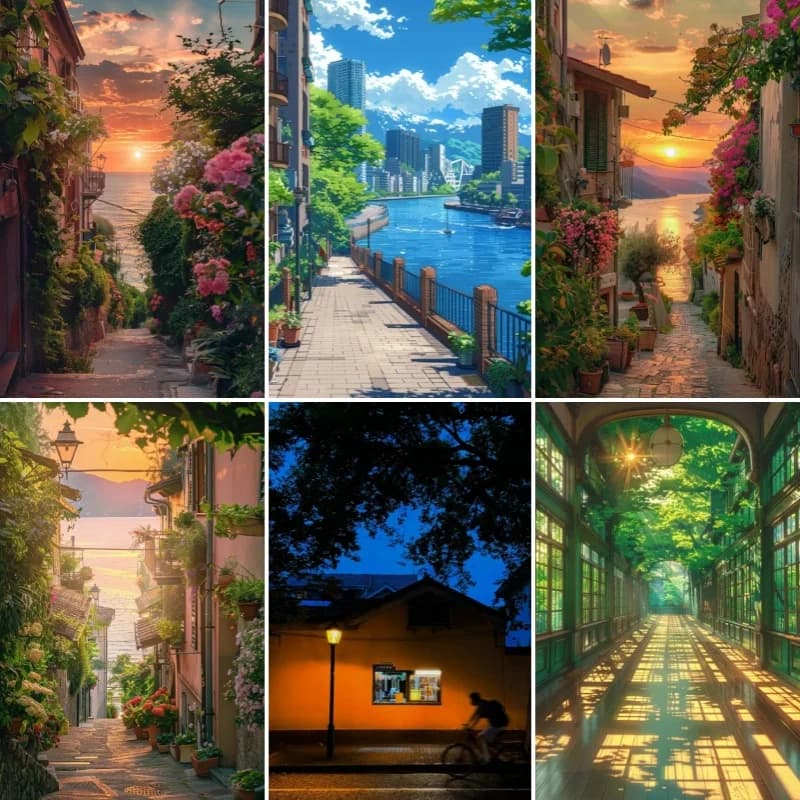 Kit Pittura Diamante Completo Fai da Te Castello al Tramonto Mosaico per Adulti, Set Punto Diamante a Croce per Decorazione Soggiorno e Camera da Letto
