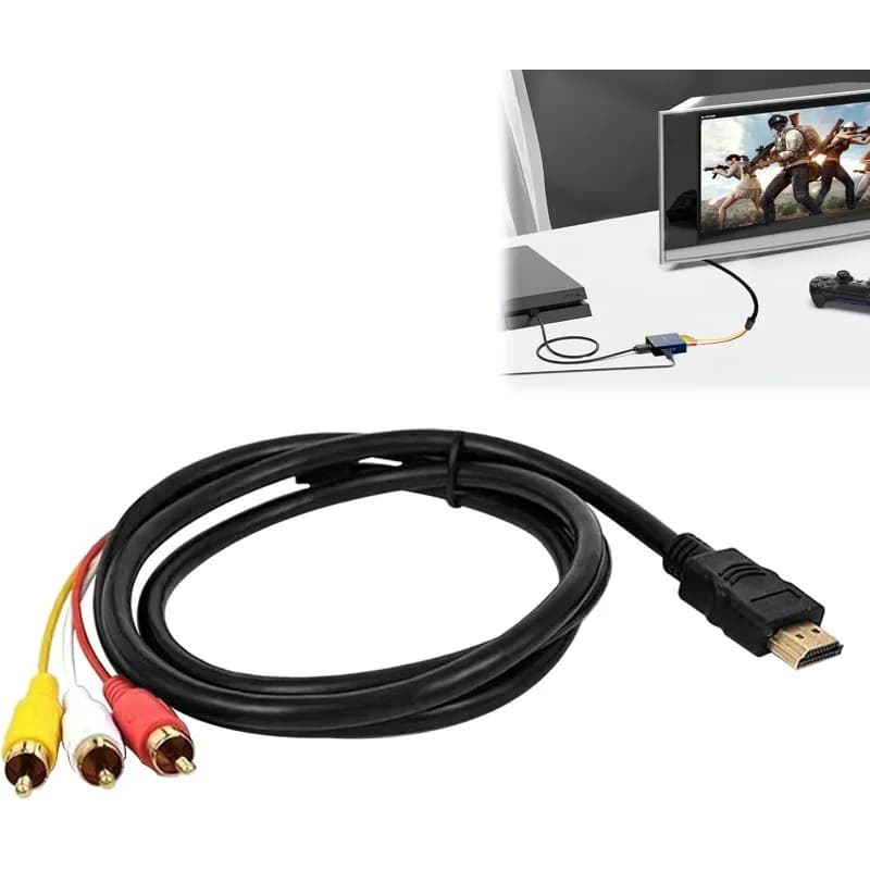 Cavo adattatore convertitore audio video compatibile da HDMI a 3RCA - Cavo audio video compatibile da HDMI a AV