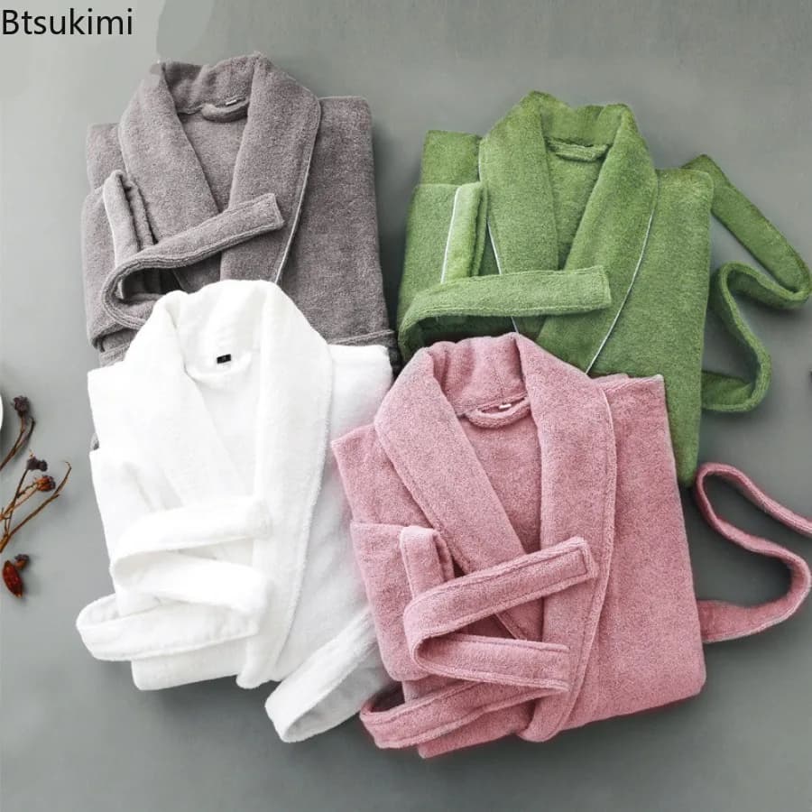 Autumn/Winter Warm Homewear Casual New Veste Man Woman Towel Terry Robe 100% Cotton Bathrobe Soft Ventilation Sleeprobe Casual