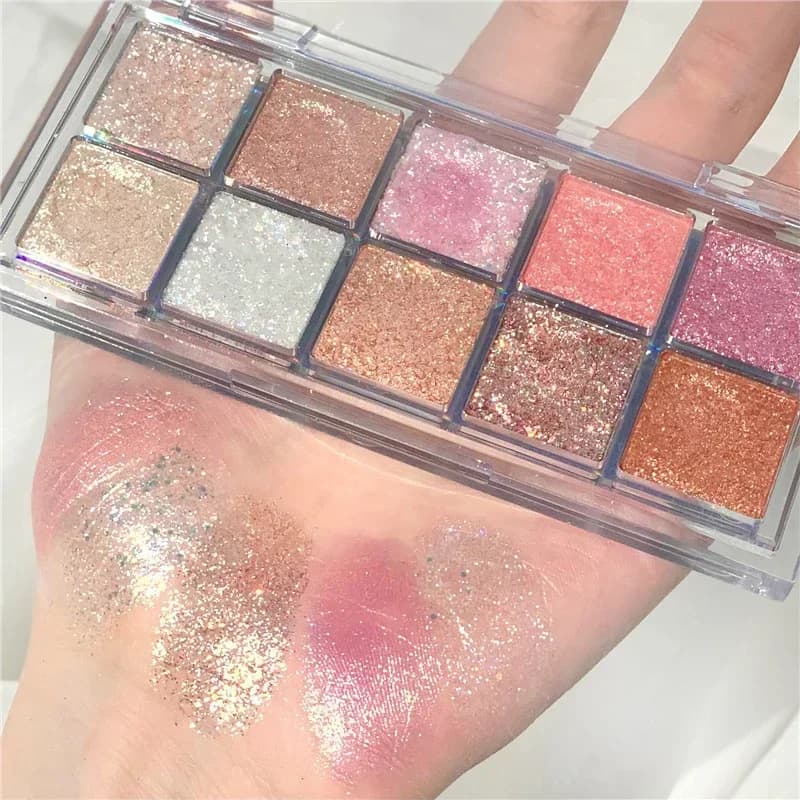 Palette di ombretti acrilici opachi glitterati a 10 colori Palette di ombretti luccicanti duraturi Shine Palette di ombretti nudi Smokey Pigmenti per occhi