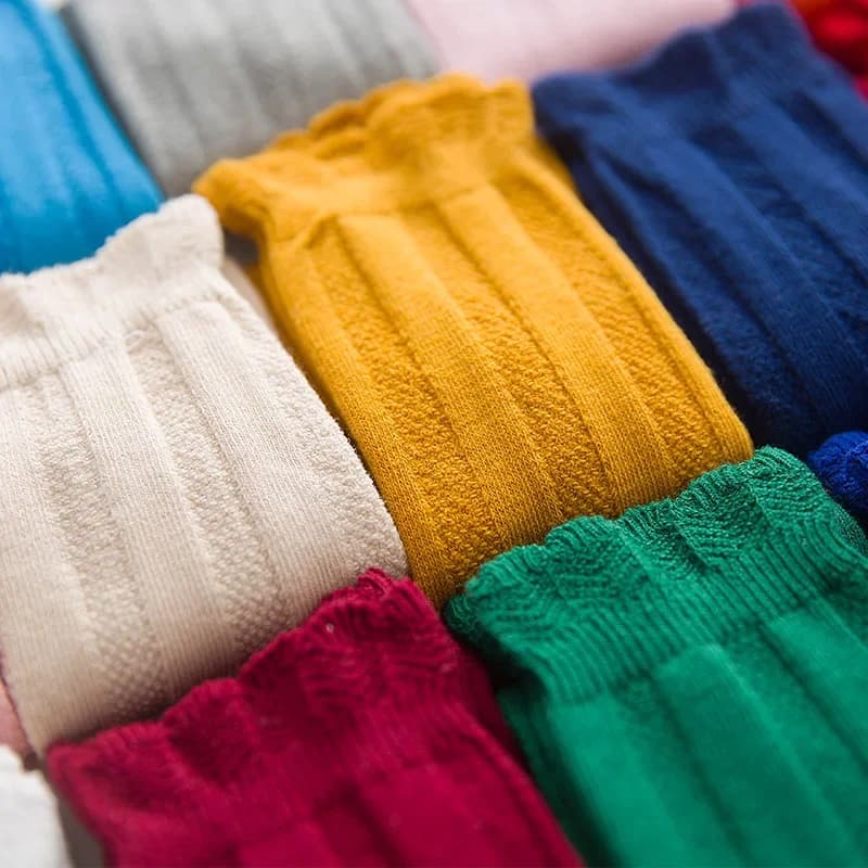 Nuovi calzini alti al ginocchio in cotone per neonate primavera autunno Calzini lunghi per bambina Calzini a doppio ago per bambini